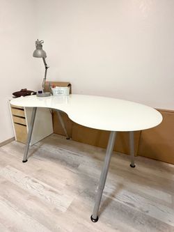 Modern White Glass Desk