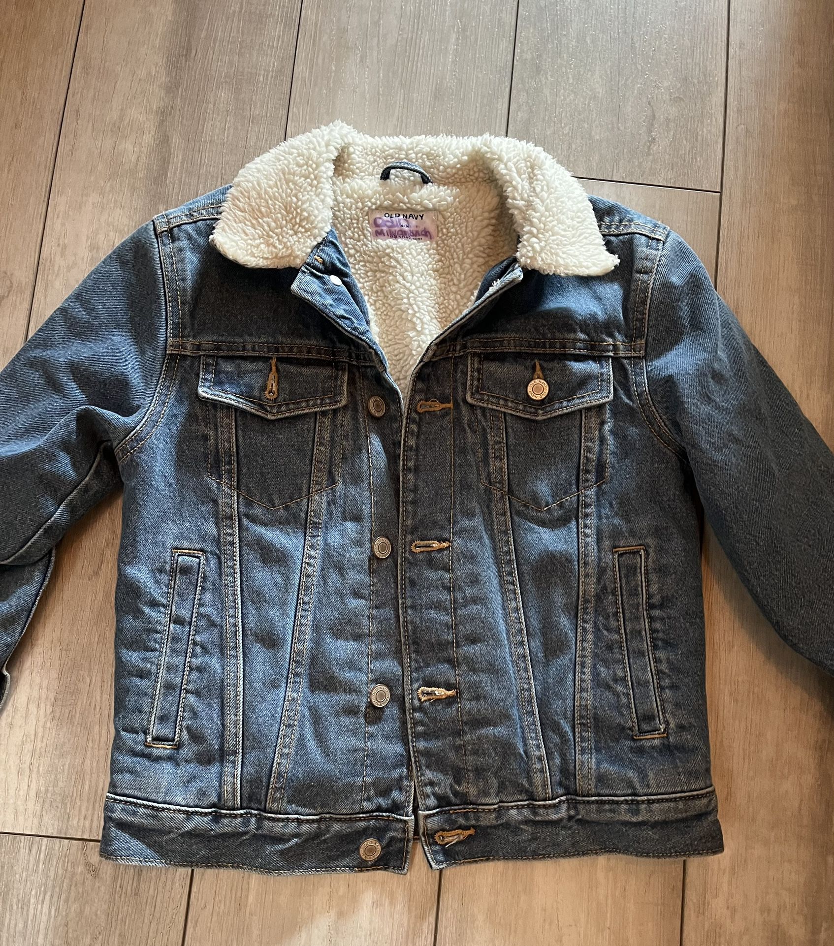 Old Navy Fur Lined Jean Jacket. Kids Size Med (8). In Excellent Condition