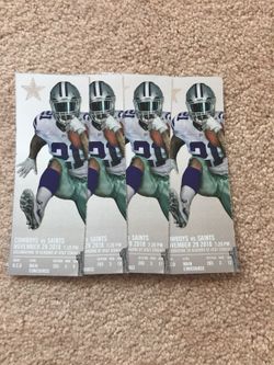 (4) Sec 203 Row 3 New Orleans Saints @ Dallas Cowboys Tickets