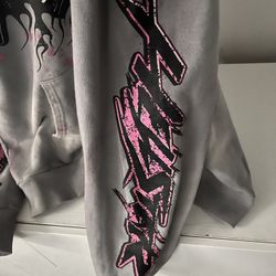 Grey and pink hellstar hoodie 