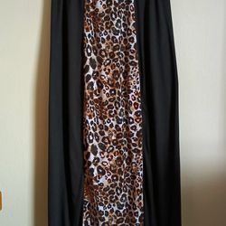 Just Be Leopard Animal Print Long Pull On Classy Skirt W/Slits on Both Sides