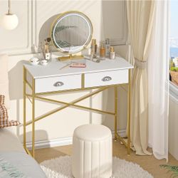 Small VANITY DESK with VANITY STOOL Set, NO MIRROR
