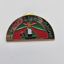 Vintage Let His Light Shine Christian Religious Metal Lapel Pin Brooch