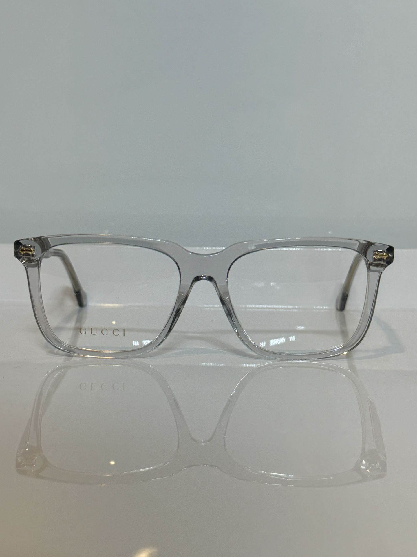 New Gucci Gg0737O 016 Crystal Grey Acetate Men’s Eyeglasses 56mm