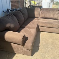 Brown fabric soft 3ps set sofá & glass table