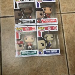 Oscar De La Hoya Julio Cesar Chavez Ryan Garcia & Mike Tyson Funko Pops 