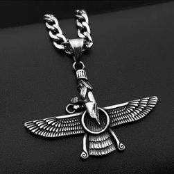 Farvahar Necklace Long Tick Chain Stainless Steel