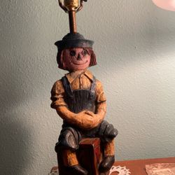 Vintage 1950 Raggedy Andy Chalk ware Ceramic Table Lamp 24” Tall