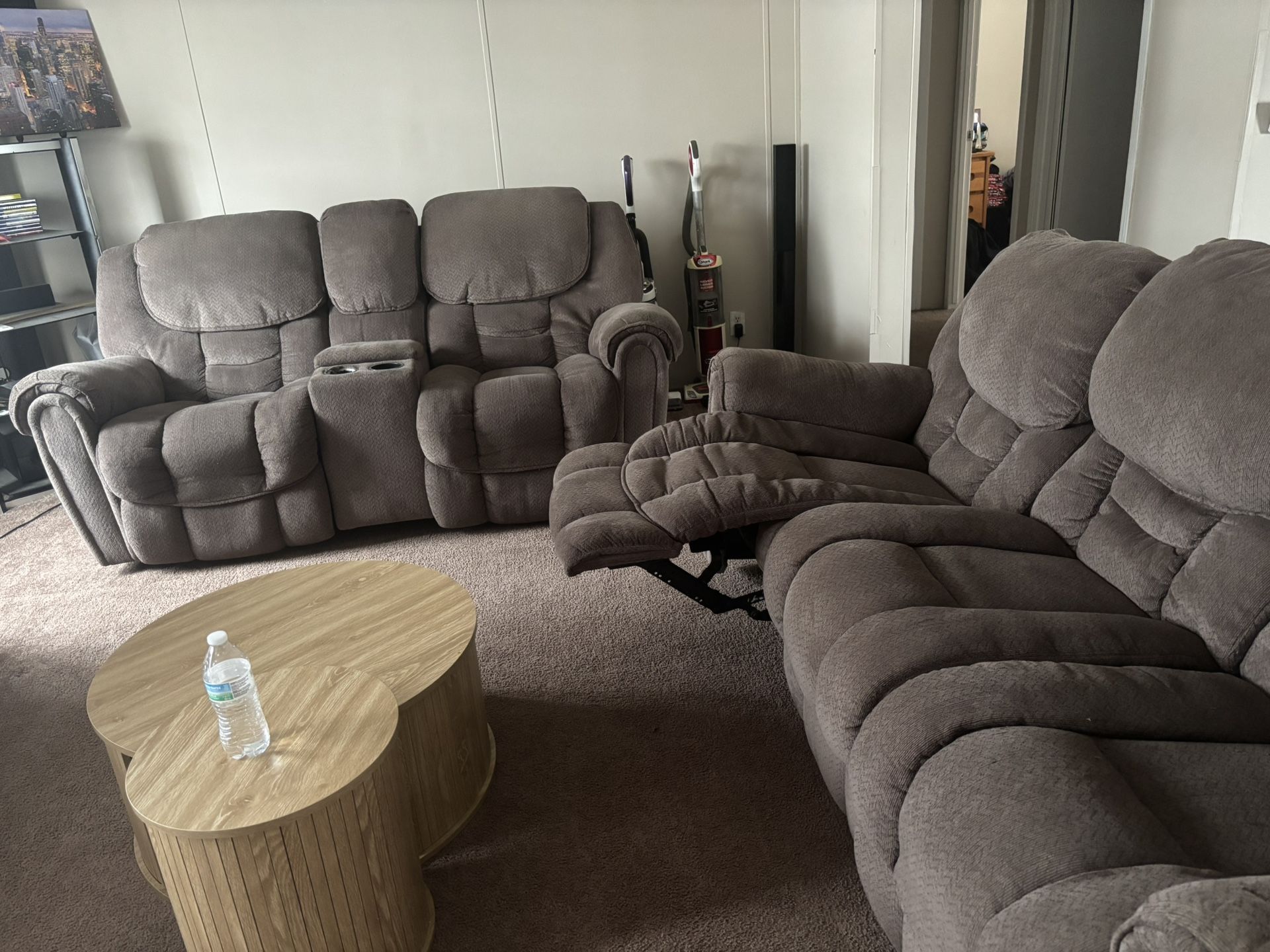 Recliner Couches!! Mid & Large Sized Brown Fabric 