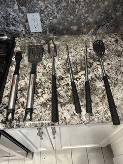 Brinkmann BBQ Grill Tool Set – 6 Pieces – Stainless Steel – Heavy Duty