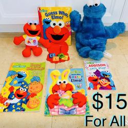 $15 For All Elmo, Cookie Monster and 4 Educational Books all included