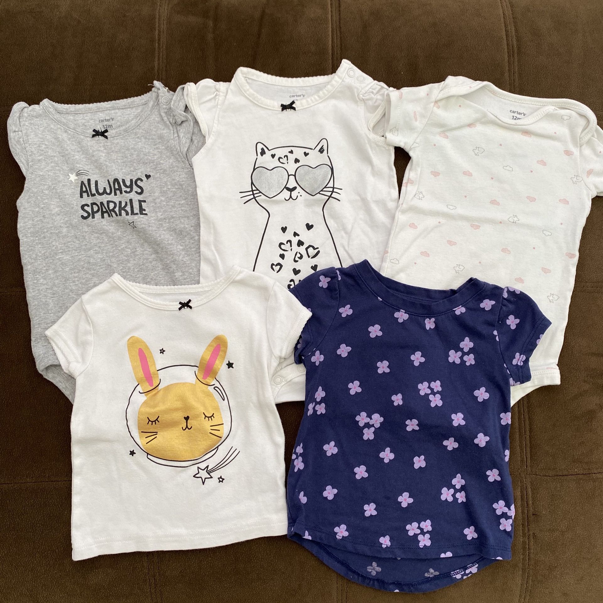 Baby Girl Onesies and T-shirts, 12M