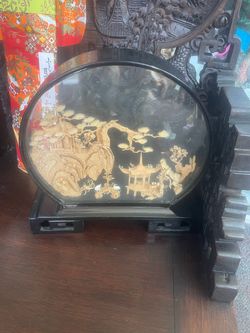 Vintage Asian cork  carving display
