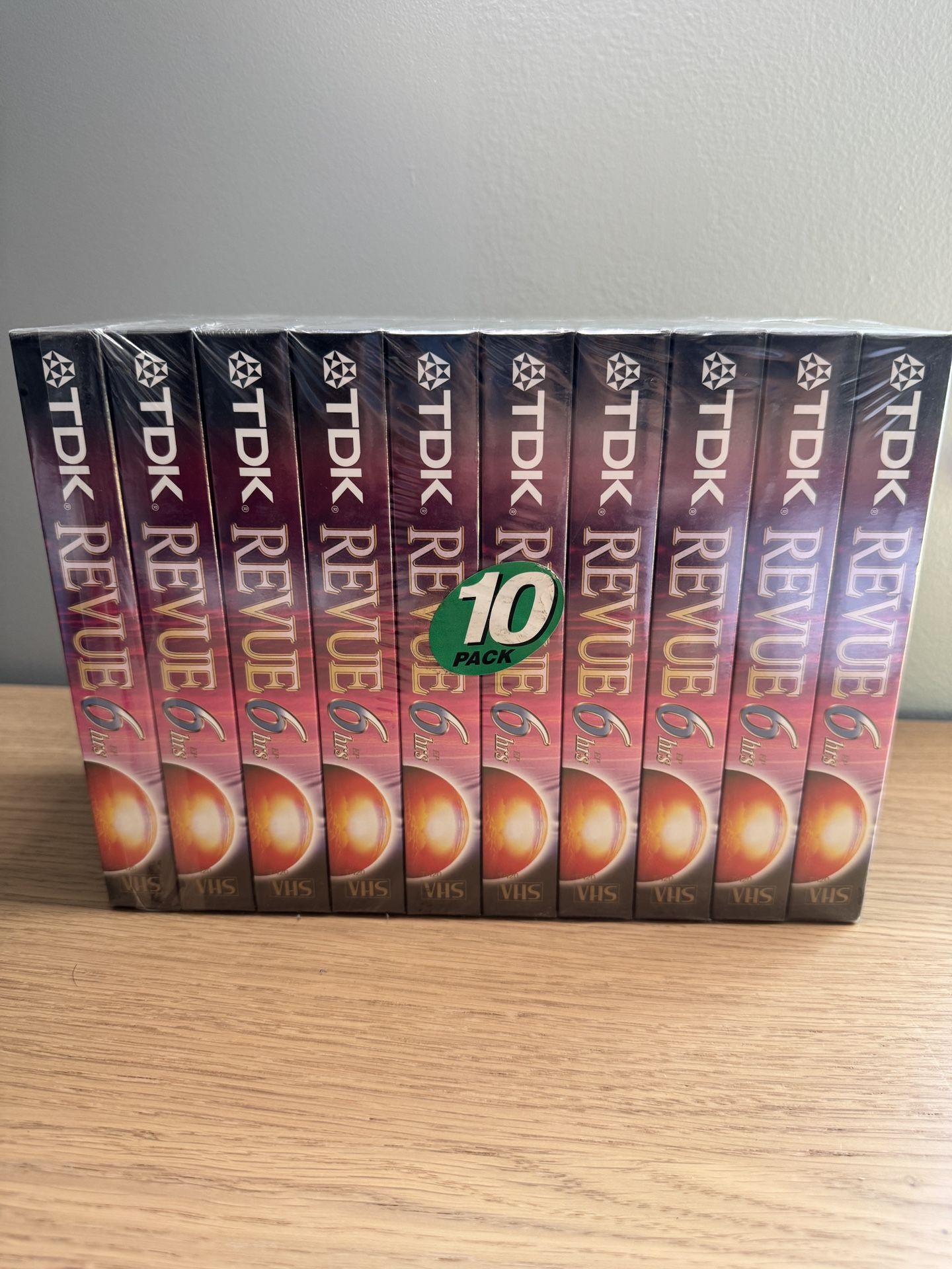 Vintage SEALED(10) Pack TDK VHS 6hr Revue Reusable Blank Tapes T-120RVBH