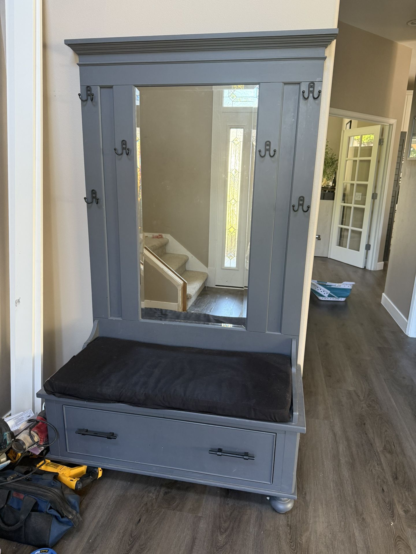 Entry Bench Mirror Cabinet