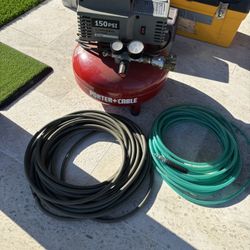 Porter Cable Air Compressor 6 Gallon 1.5HP 3.5 SCFM, With Two 50ft Hoses