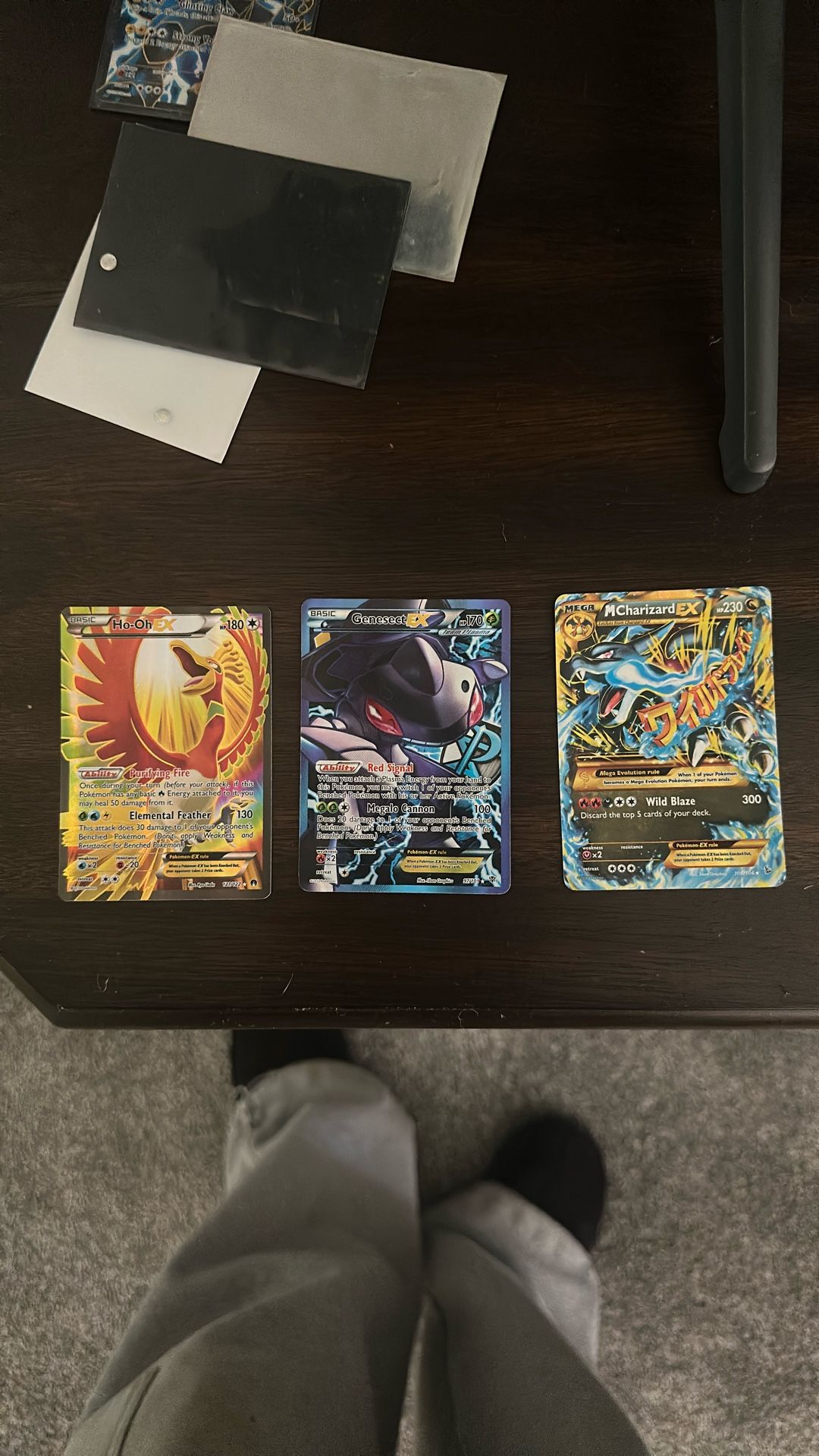 pokemone cards, (ho-oh ex2016, genesect ex full art 2012, mcharizard ex rare)