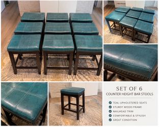 Set of 6 Linon Dark Brown 26.5-in H Counter height Upholstered Wood Bar Stools