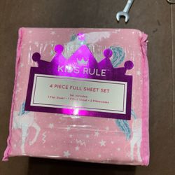 Kids Rule unicorn sheet set brand new - Full 4 piece