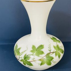 Vintage Hand Painted Milk Glass Vase