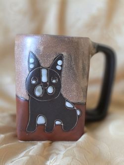 Signed Mara Stoneware Dog Heavy Solid Ceramic Mug