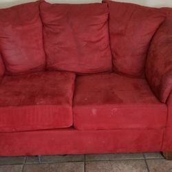 used red suede couches 