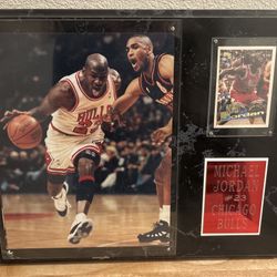 Michael Jordan Framed Photo & Card Display 15x 12 