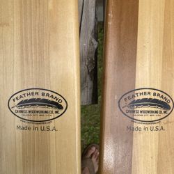 Feather Brand Varnished Wooden Boat Oars + Oar Lock Hardware 