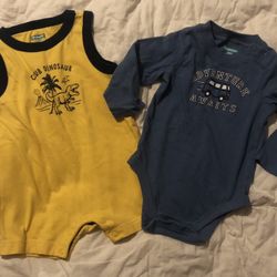 Yellow Romper & Navy Onesie Set