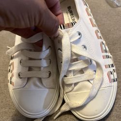 Burberry White Print Canvas Sneakers 