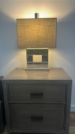 2-Drawer Wood Nightstand – Lamp Available