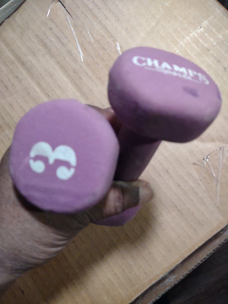 Set Of Two Champs 3 Lb Purple Dumbbell Weights
