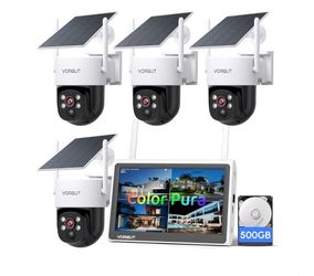 4 Solar Wireless Security Cameras with 10" Monitor – 2K HD Night Vision