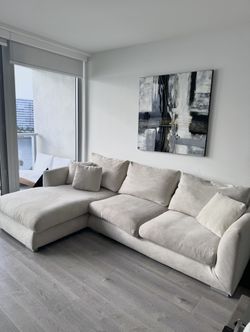 110" Cloud Couch Light Beige No Stains Only Used 6 Months Super Comfy