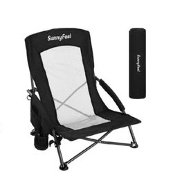 Low Folding Camping Chair ~Beach Chair ~ Black SUNNYFEEL