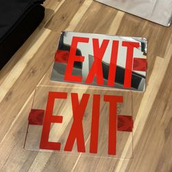 Brand New TANLUXEdge Lighting LED Acrylic Emergency Exit Replacement Signs - Mirrored And Transparent