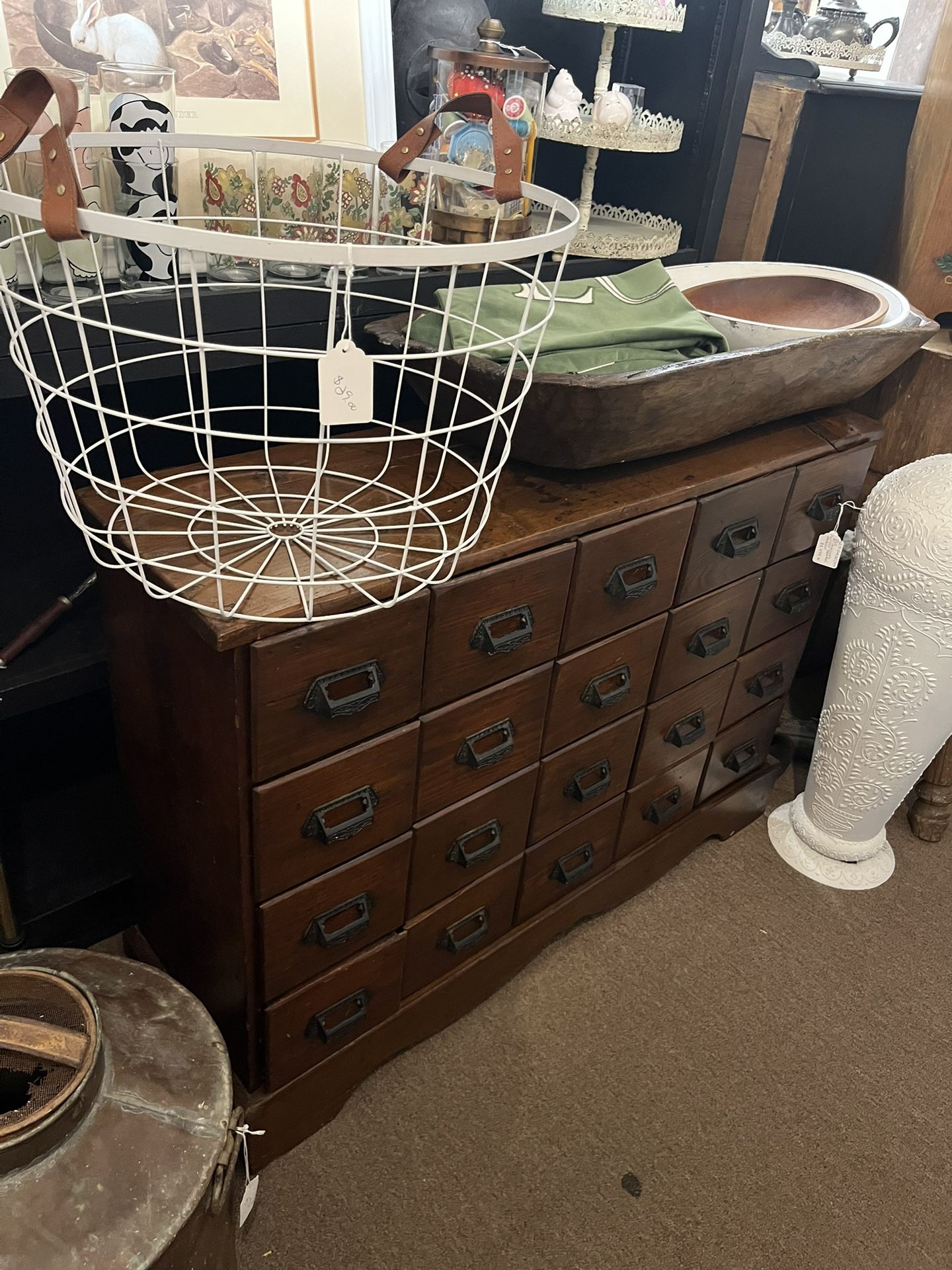Antique Apothecary Storage Drawers Cabinet
