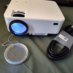 Hompow LED Desktop Mini Projector, T20 in White.