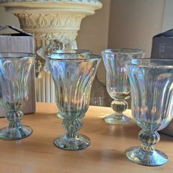 Glasses iridescent parfait glasses.  Parfait/Ice Cream Sundae/ Dessert Glasses Set of 7  6.5" tall x 3.75" https://offerup.com/redirect/?o=cm91bmQuTmV