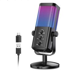 RGB Gaming Microphone with Game Chat Balance, Condenser Mic with Noise Cancellation for streaming