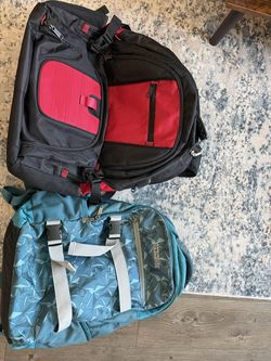 American Tourister and Black Backpacks
