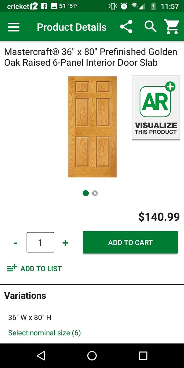 36 W X 80 H Golden Oak 6 Panel Sliding Hardwood Interior Door For