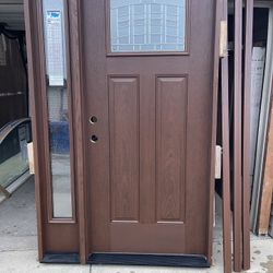 New Door Fiberglass Therma Tru Oak Frame Molding To Size W51 H81.1/2 $1950 Right Hand Inswing Or Patio Door New 