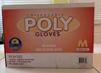 5000 Disposable Poly Gloves Medium – Sealed Case