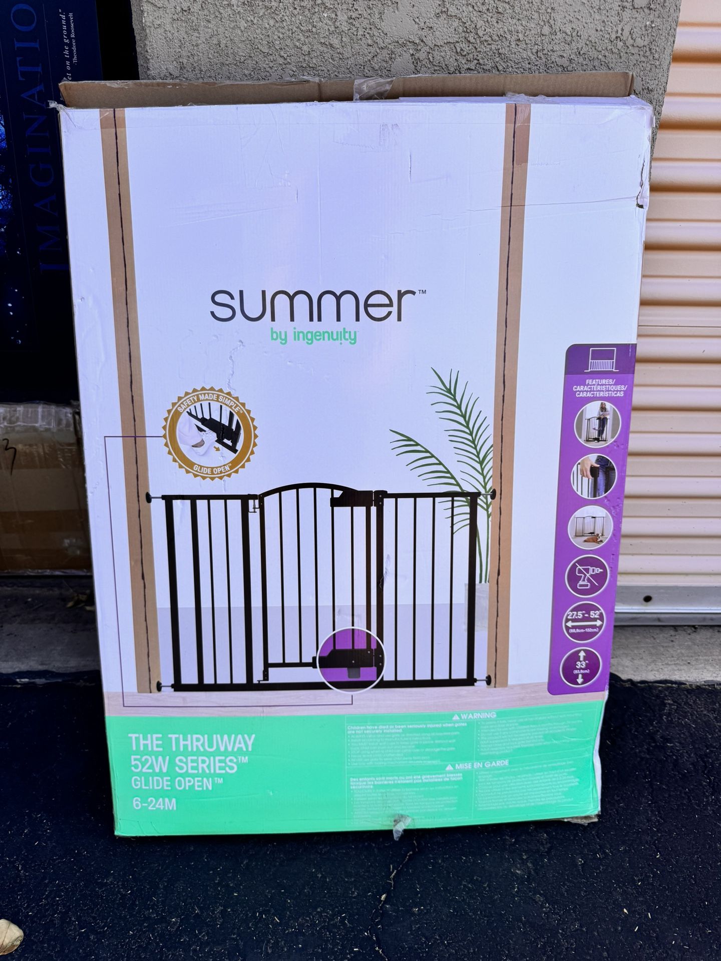 Thruway 52W Series Hands-Free GlideOpen™ Pressure/Hardware Mounted Pet and Baby Gate, 24"-52" Wide, 33" Tall - Dog Gate