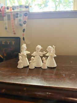 Mini Vintage Christmas Angel Figurines Set Of 6 White Unbranded