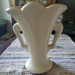 Vintage White Matte Pottery Vase(McCoy, Hull?)