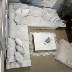 Alloy Jumbo Corduroy Symmetrical Sectional Living Room Set / 3pc Comfy Couch Sofá Cómodo