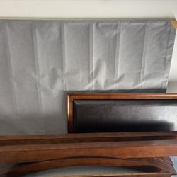 Queen Size Solid Wood Bed Frame with Leather Headboard 