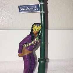 Vintage ~ New Orleans Bourbon St.  Figure ~ Woman Baring Her Backsides Wearing Beads And Mask 